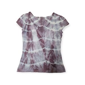 INC International Concepts Tie-Dye Short Sleeve Tee - Lavender and White